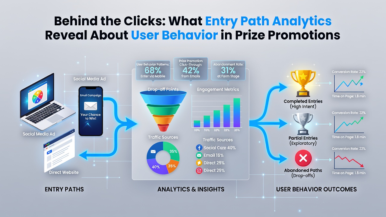 Heatmap visualization of user navigation flows through prize promotion entry pages