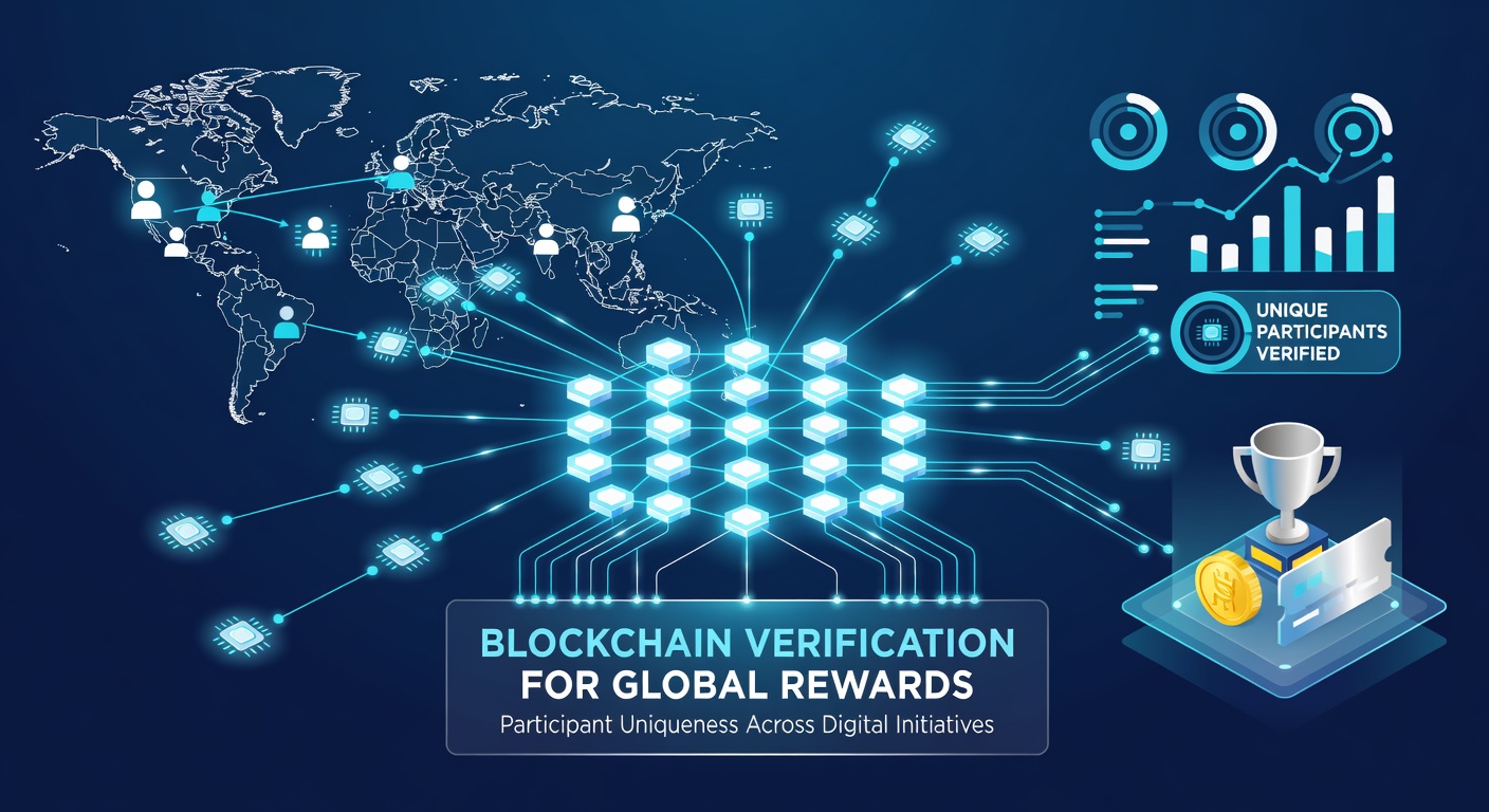 Global map overlay showing blockchain verification nodes for international digital reward programs