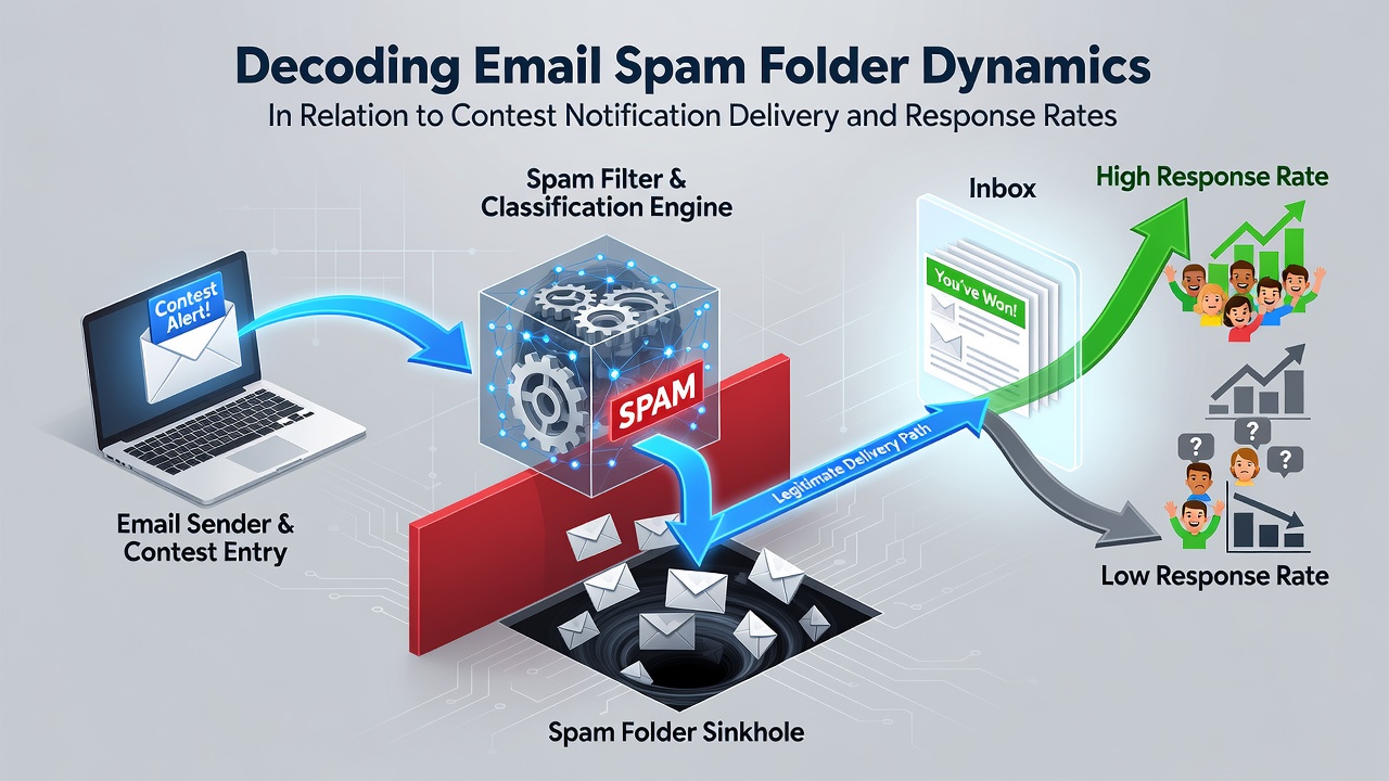 Analytics dashboard displaying spam folder placement rates versus response metrics for contest email campaigns over time