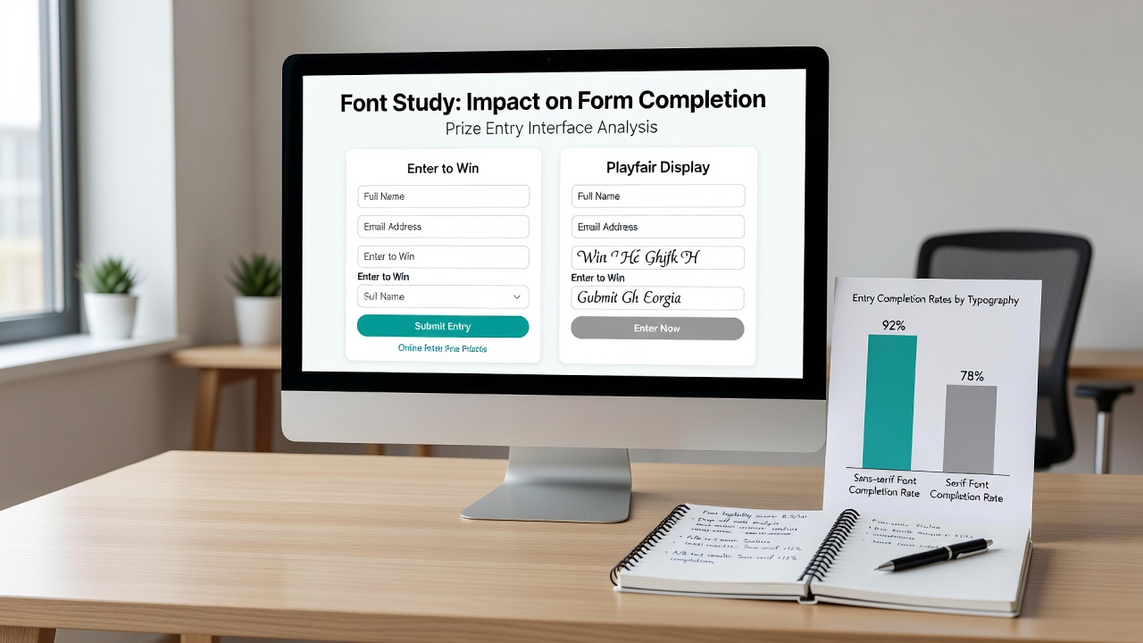 Split-screen comparison of two online prize forms highlighting differences in font readability and layout