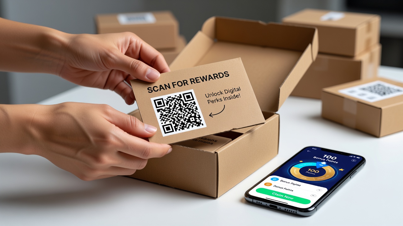 Consumer scanning a packaging insert QR code on a smartphone
