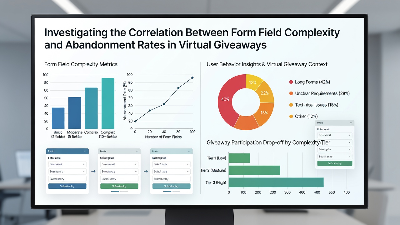 Analytics chart comparing abandonment rates across simple versus complex giveaway entry forms in virtual contests