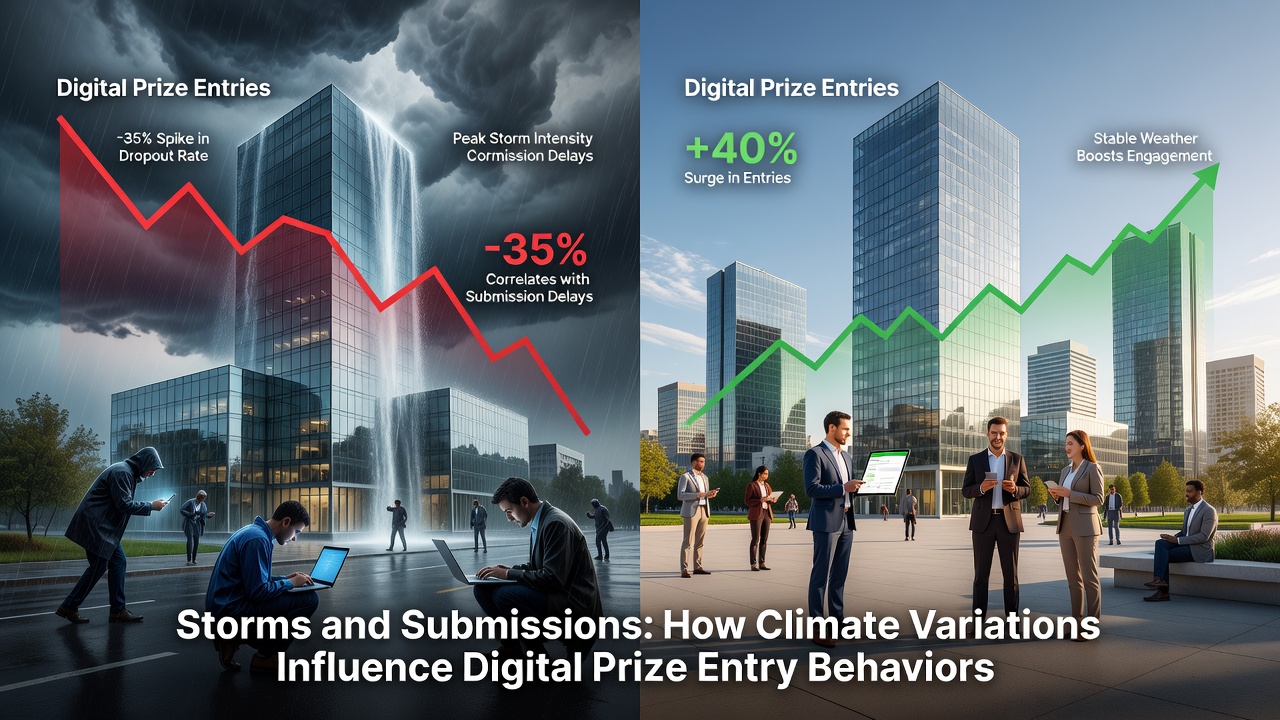 Illustration showing how weather events affect online contest participation rates and submission timing