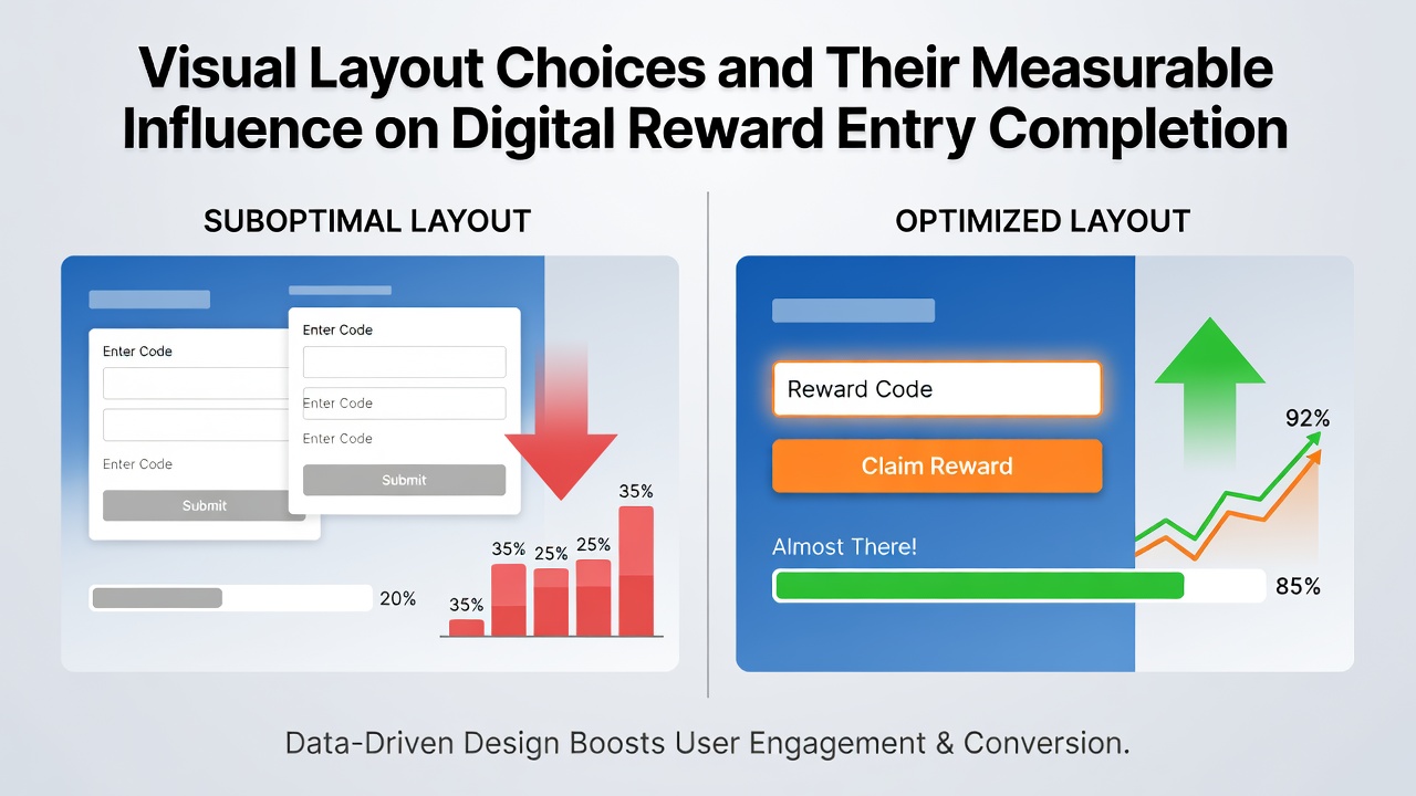Digital reward entry form showing clear visual hierarchy with prominent submit button and organized fields