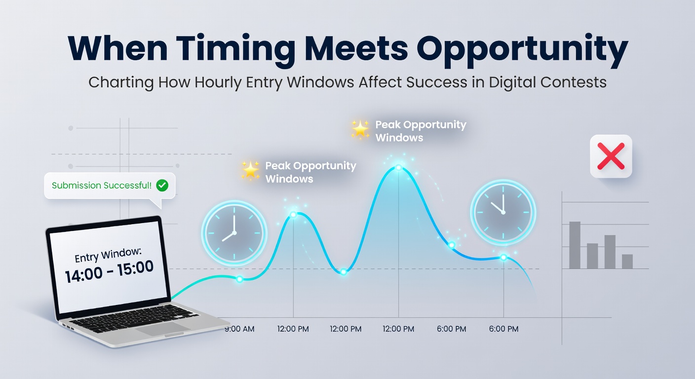Graph displaying hourly fluctuations in digital contest entries across multiple platforms